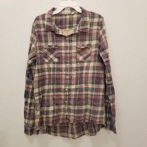 🔆 White Crow Flannel with crochet back